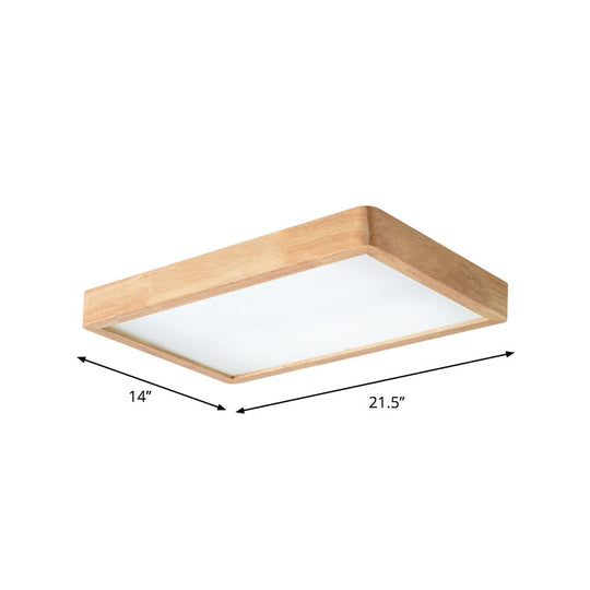 Nordic LED Ceiling Flushmount Lighting - Square/Rectangle/Checkered Wood Design - Acrylic Shade - 14"/21.5"/37.5" - Warm/White Light