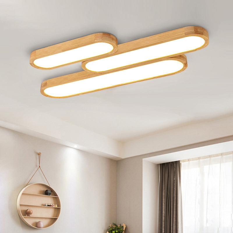 Minimalist Oblong Led Flush Mounted Ceiling Light In Warm/White For Wood Living Room Length Options: