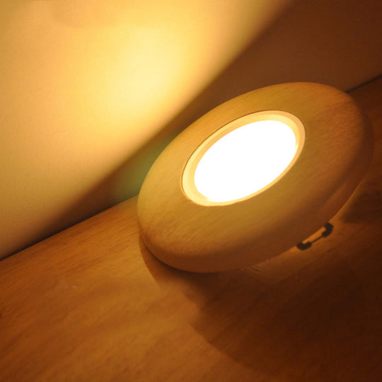 Mini Wood Flush Mount LED Ceiling Lamp in Warm/White Light for Simplicity and Elegance in Living Rooms