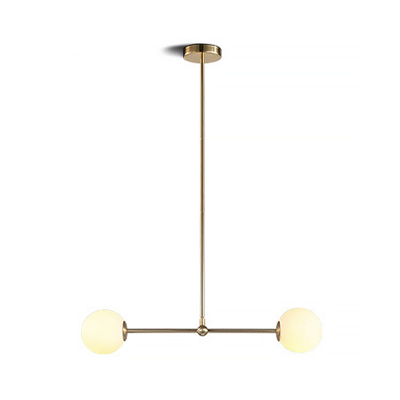 Modern Gold Pendant Light with Orb White Glass Shade - Minimalist Bar Design, 2 Lights"
or
"Gold Metal Pendant Light with White Glass Shade - Modern Bar Design, 2 Lights