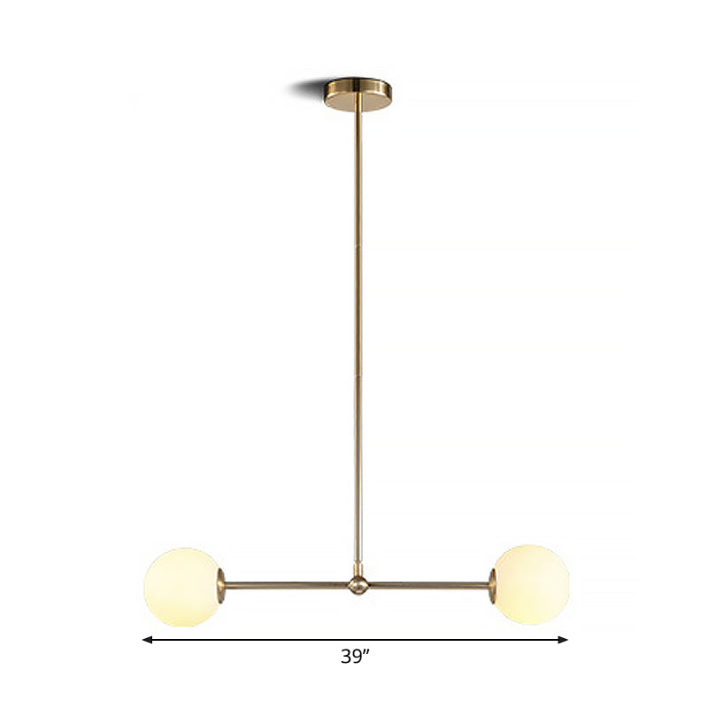 Modern Gold Pendant Light with Orb White Glass Shade - Minimalist Bar Design, 2 Lights"
or
"Gold Metal Pendant Light with White Glass Shade - Modern Bar Design, 2 Lights