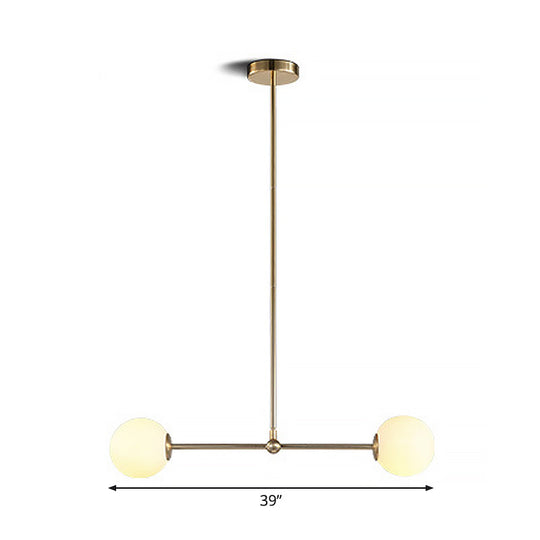 Modern Gold Pendant Light with Orb White Glass Shade - Minimalist Bar Design, 2 Lights"
or
"Gold Metal Pendant Light with White Glass Shade - Modern Bar Design, 2 Lights