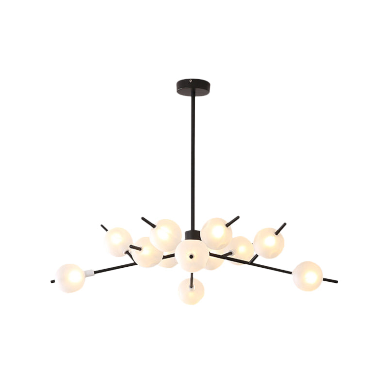 Modern Metal Branch Chandelier With 9/12 Bulbs Black/Gold Finish And Acrylic Ball Shade - Perfect