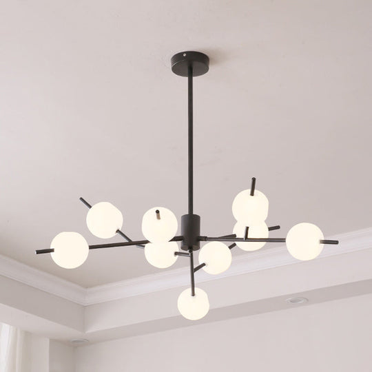 Modern Metal Branch Chandelier With 9/12 Bulbs Black/Gold Finish And Acrylic Ball Shade - Perfect