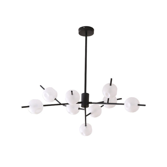 Modern Metal Branch Chandelier With 9/12 Bulbs Black/Gold Finish And Acrylic Ball Shade - Perfect