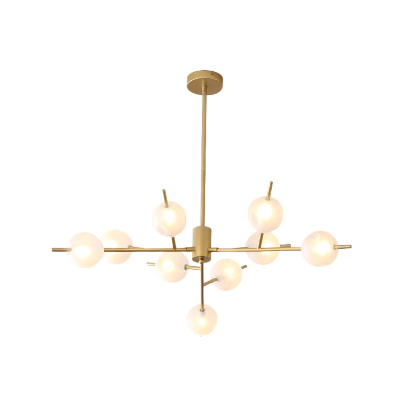 Modern Metal Branch Chandelier With 9/12 Bulbs Black/Gold Finish And Acrylic Ball Shade - Perfect