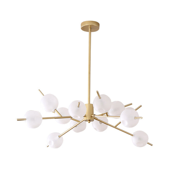 Modern Metal Branch Chandelier With 9/12 Bulbs Black/Gold Finish And Acrylic Ball Shade - Perfect