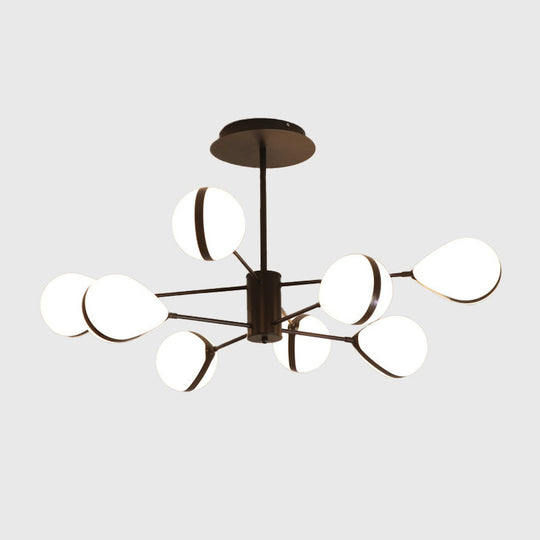 Modern Black Droplet Shade Ceiling Hang Light Chandelier | Cream Glass, 6/8/10 Heads | Warm/White Light