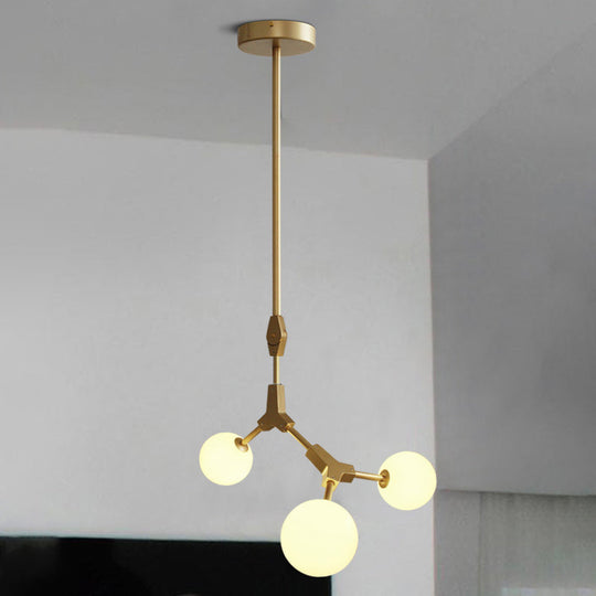 Opal Orb Glass Hanging Chandelier - Modern Molecular Design - 3/5/7 Lights - Gold