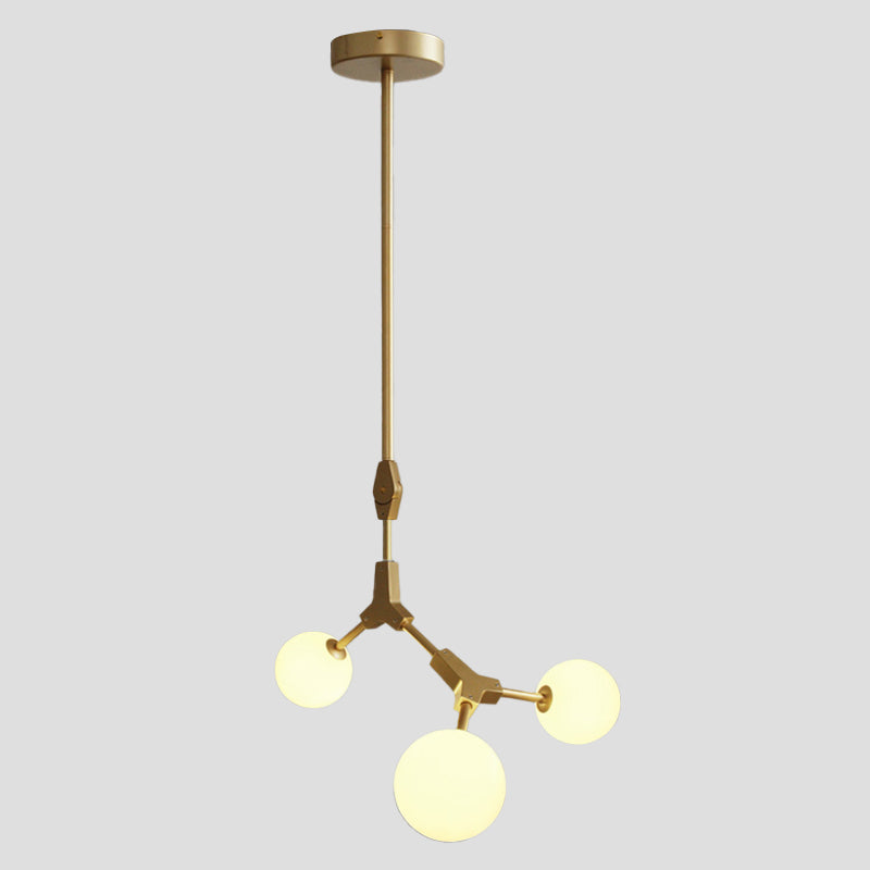 Opal Orb Glass Hanging Chandelier - Modern Molecular Design - 3/5/7 Lights - Gold