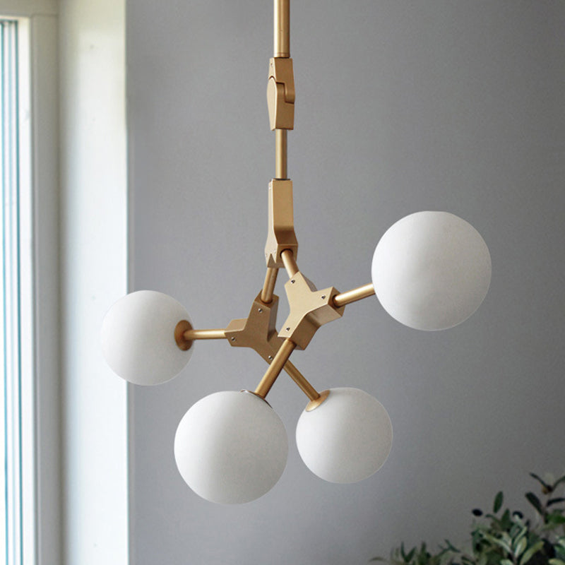 Opal Orb Glass Hanging Chandelier - Modern Molecular Design - 3/5/7 Lights - Gold