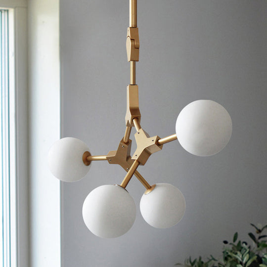 Opal Orb Glass Hanging Chandelier - Modern Molecular Design - 3/5/7 Lights - Gold