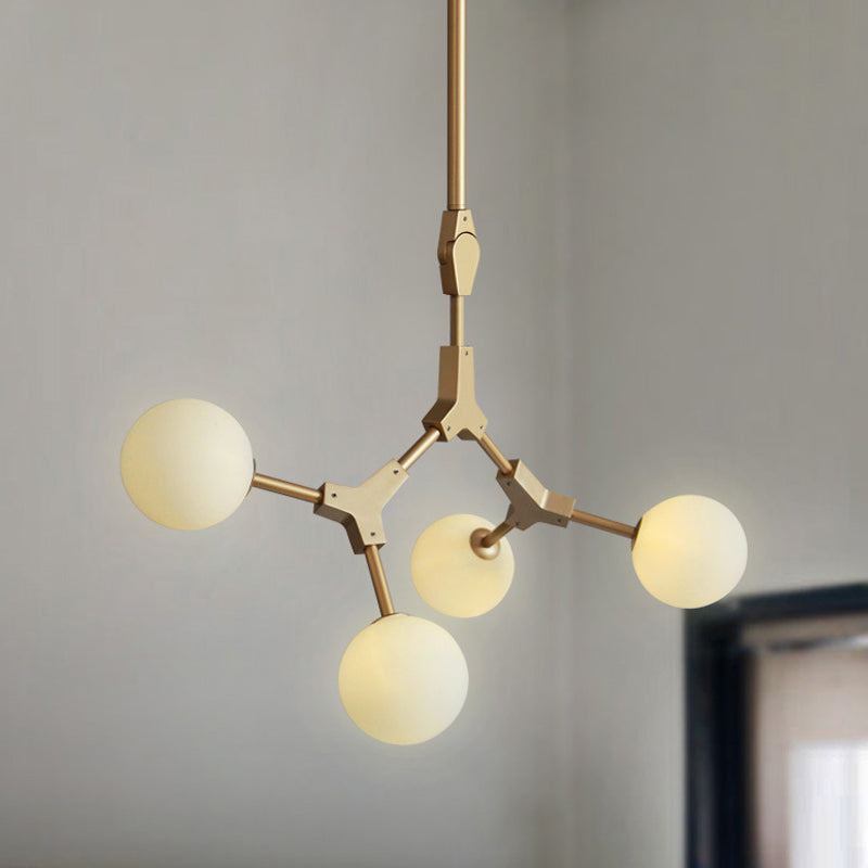 Opal Orb Glass Hanging Chandelier - Modern Molecular Design - 3/5/7 Lights - Gold