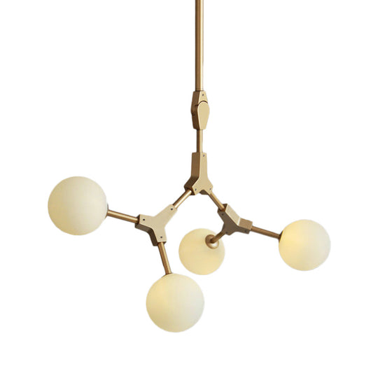 Opal Orb Glass Hanging Chandelier - Modern Molecular Design - 3/5/7 Lights - Gold