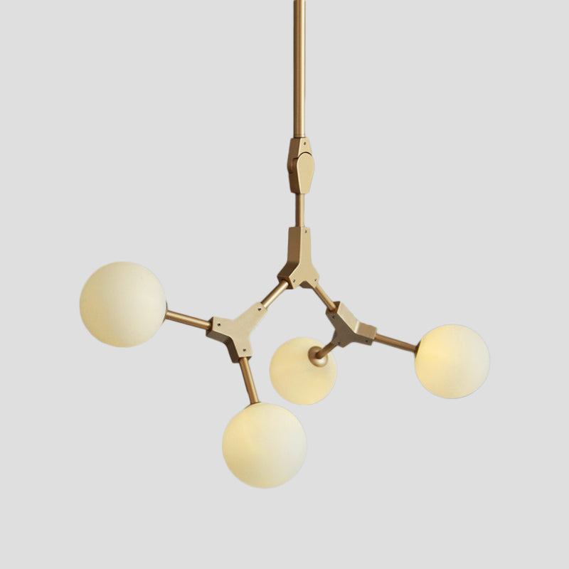 Opal Orb Glass Hanging Chandelier - Modern Molecular Design - 3/5/7 Lights - Gold