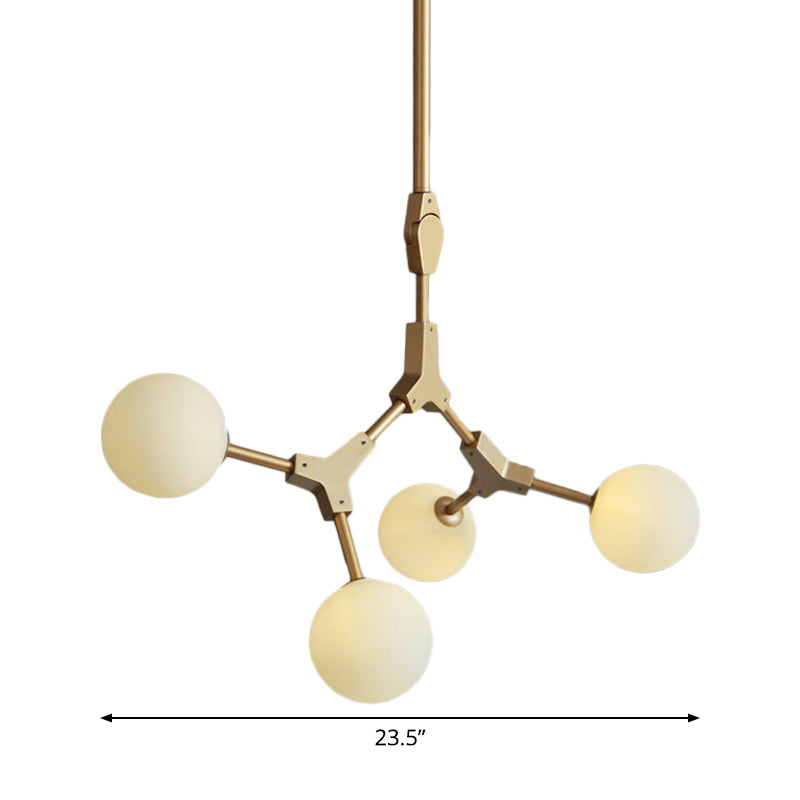 Opal Orb Glass Hanging Chandelier - Modern Molecular Design - 3/5/7 Lights - Gold