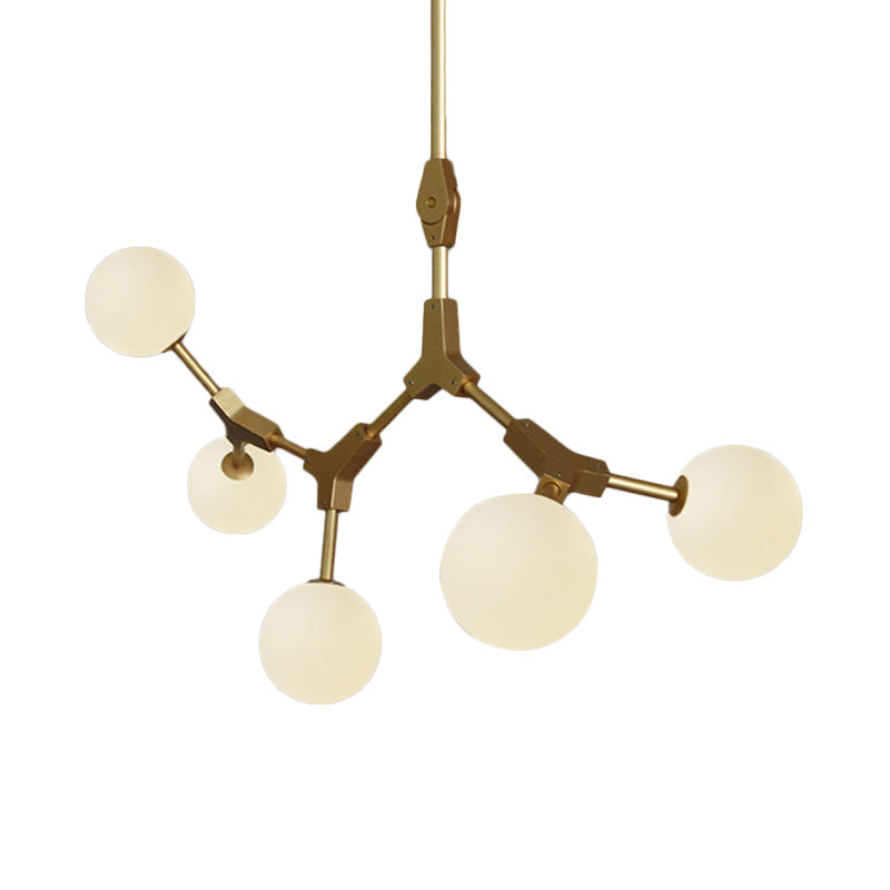 Opal Orb Glass Hanging Chandelier - Modern Molecular Design - 3/5/7 Lights - Gold