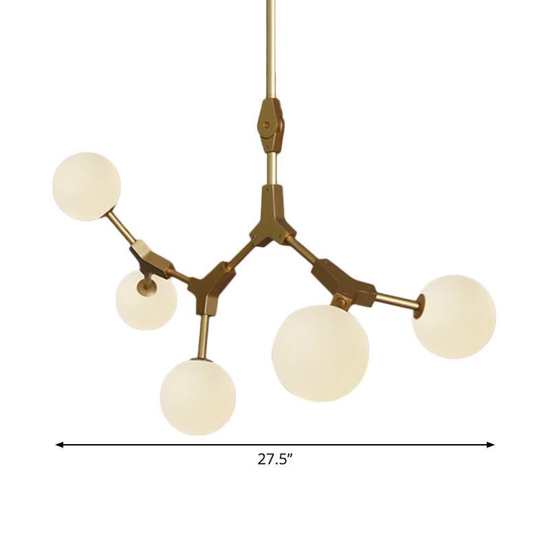 Opal Orb Glass Hanging Chandelier - Modern Molecular Design - 3/5/7 Lights - Gold