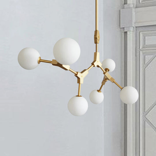 Opal Orb Glass Hanging Chandelier - Modern Molecular Design - 3/5/7 Lights - Gold