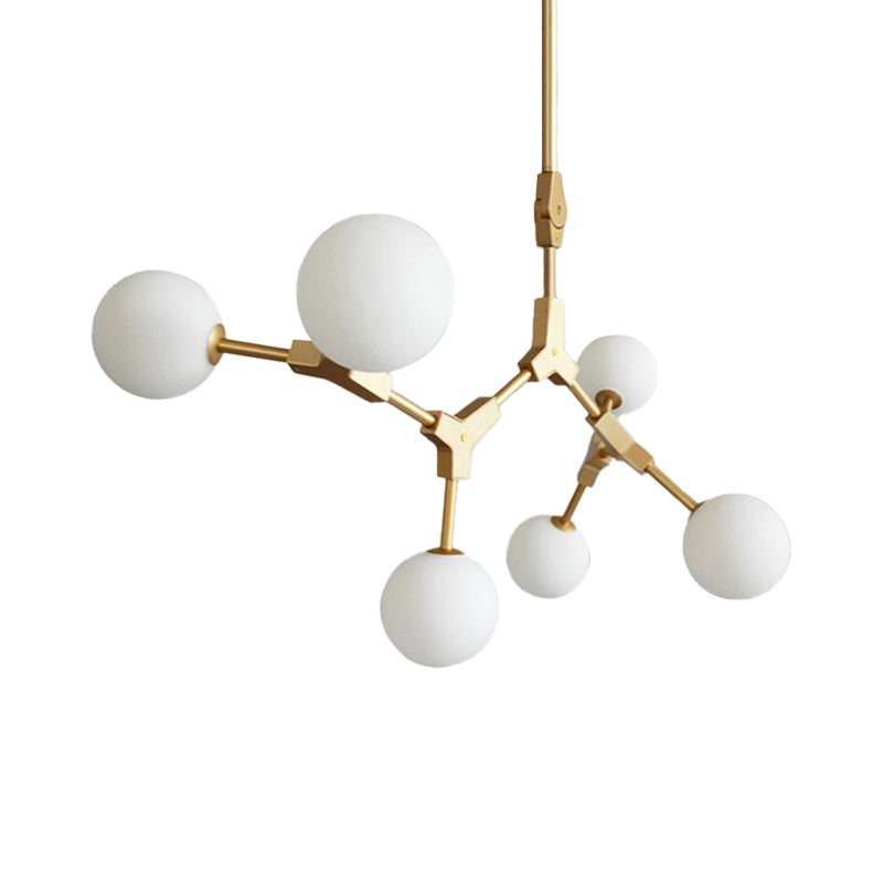 Opal Orb Glass Hanging Chandelier - Modern Molecular Design - 3/5/7 Lights - Gold