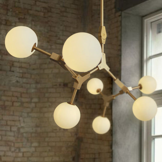 Post-Modern Glass Chandelier In Gold - Molecular Opal Orb 3/5/7 Lights Ideal For Hanging The Sitting