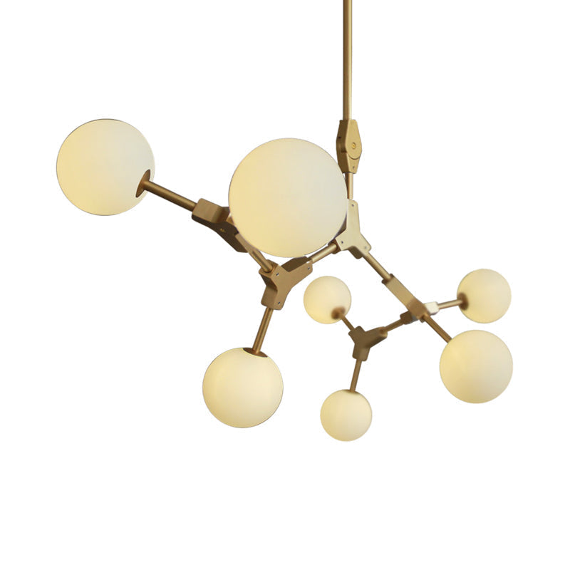 Opal Orb Glass Hanging Chandelier - Modern Molecular Design - 3/5/7 Lights - Gold