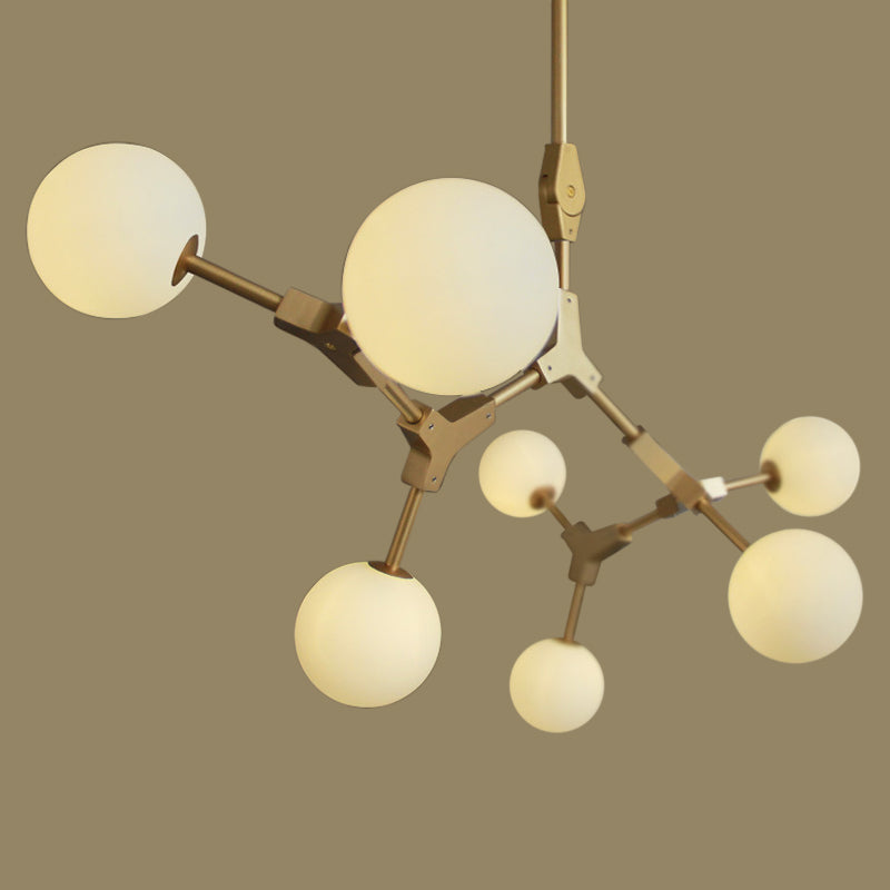 Opal Orb Glass Hanging Chandelier - Modern Molecular Design - 3/5/7 Lights - Gold