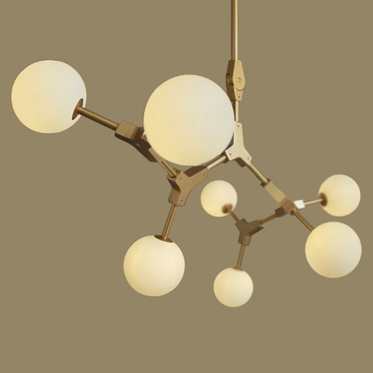 Post-Modern Glass Chandelier In Gold - Molecular Opal Orb 3/5/7 Lights Ideal For Hanging The Sitting