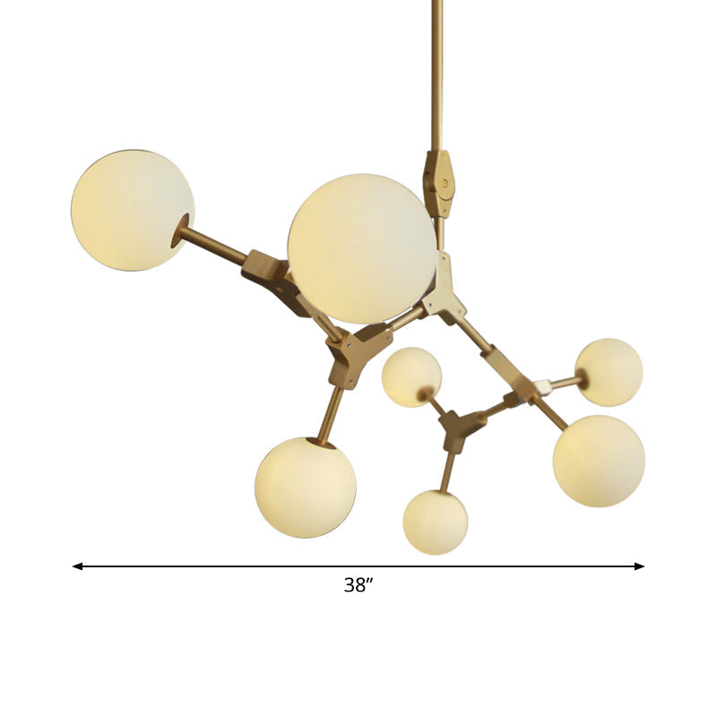 Opal Orb Glass Hanging Chandelier - Modern Molecular Design - 3/5/7 Lights - Gold