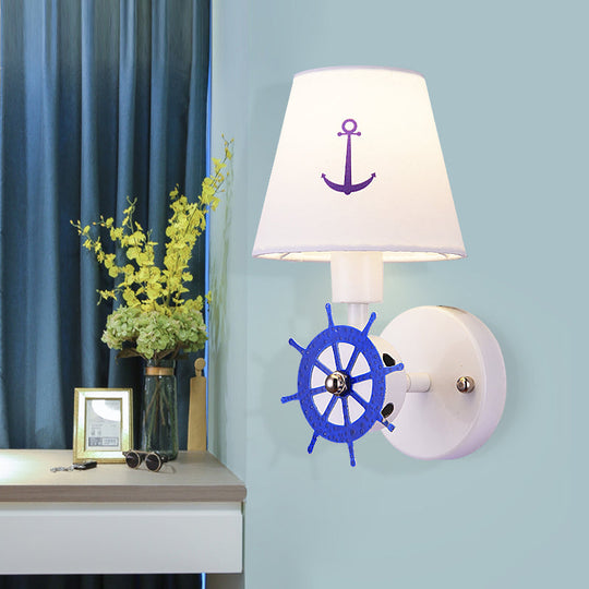 White Seaside Anchor Wall Sconce For Kids Bedroom