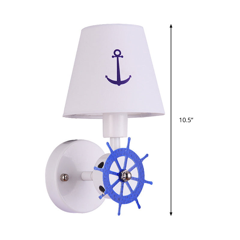 White Seaside Anchor Wall Sconce For Kids Bedroom