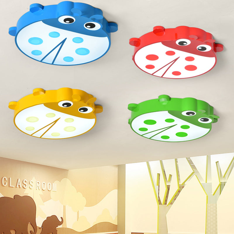 Baby Room Cartoon Ladybug Ceiling Mount Light - Slim Acrylic & Metal Lamp