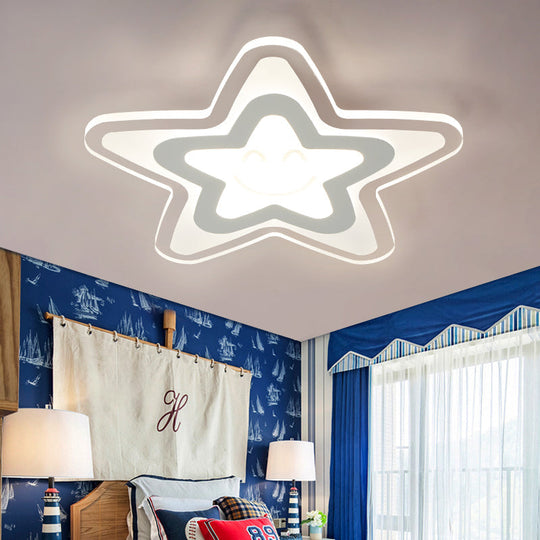 Star Shaped LED Flush Ceiling Light, Ideal for Boys Bedroom, White Acrylic Ceiling Lamp