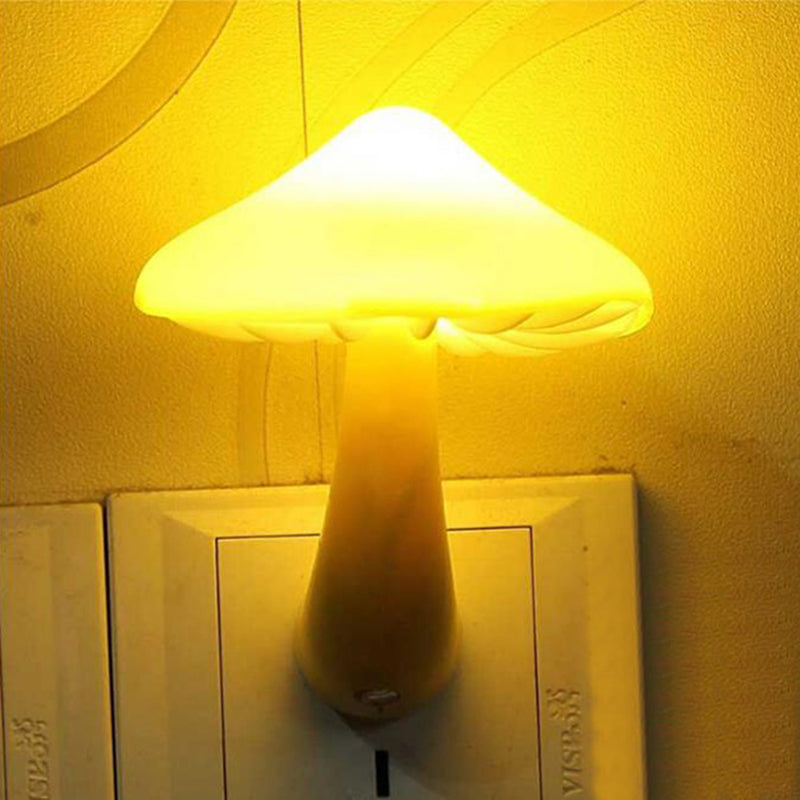 White Led Sconce Light Mushroom Wall Lamp - Elegant Plug In For Hallways