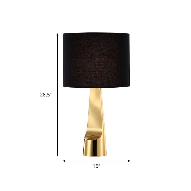 Modern Metal Desk Lamp With Straight Sided Shade And 1 Head In Black