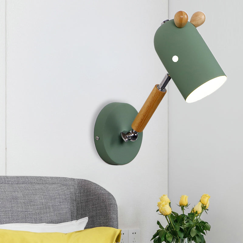 Rotatable Metal And Wood Trojan Wall Light - Nordic Style Lamp For Porch Hallway Green