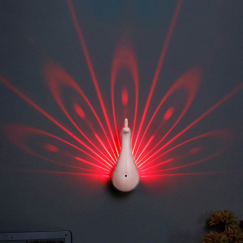 Peacock Night Light - Creative Animal Led Wall For Hallway & Childs Bedroom White