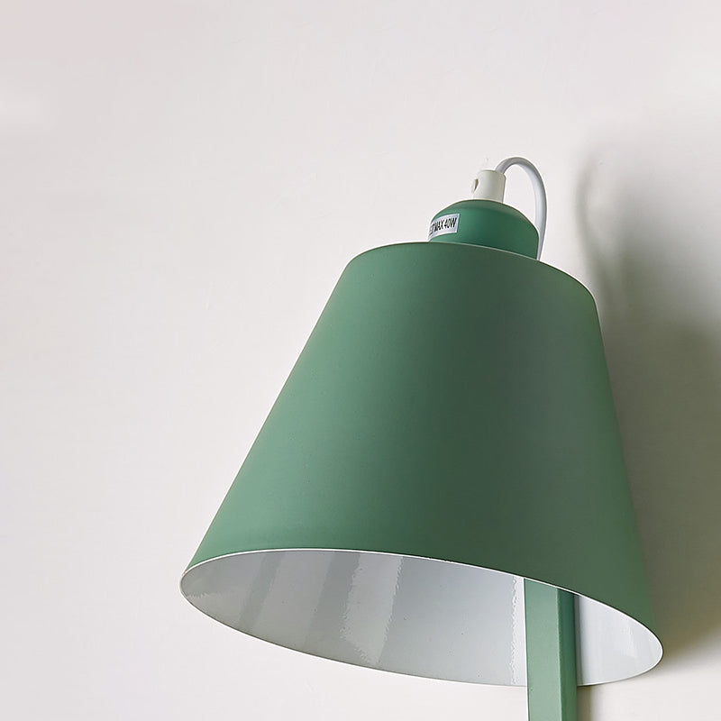 Modern Metal Cone Wall Sconce With Shelf - Bedroom Lamp