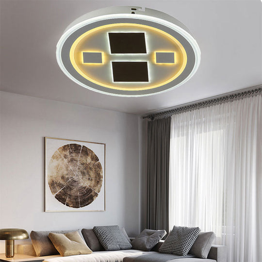 Round Led Flush Mount Ceiling Light In White Finish - Ideal For Adult Bedroom Décor / Square