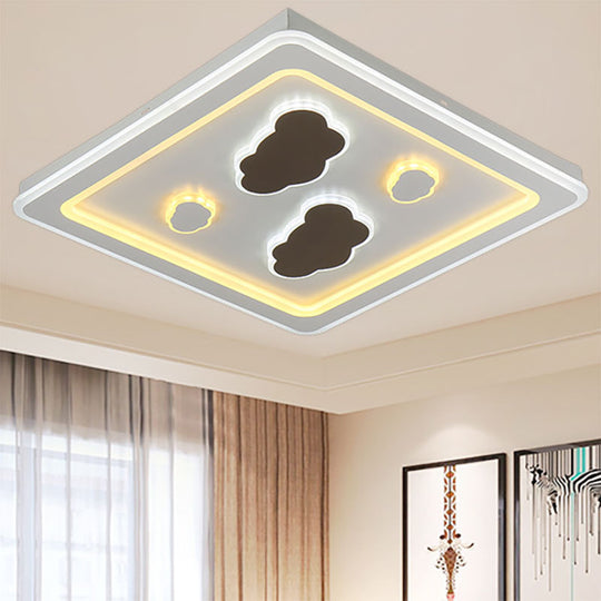 White Square Living Room Ceiling Lamp - Modern Acrylic Light Fixture