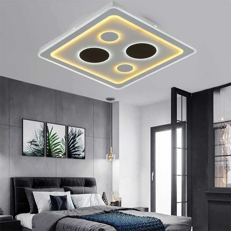 White Square Living Room Ceiling Lamp - Modern Acrylic Light Fixture