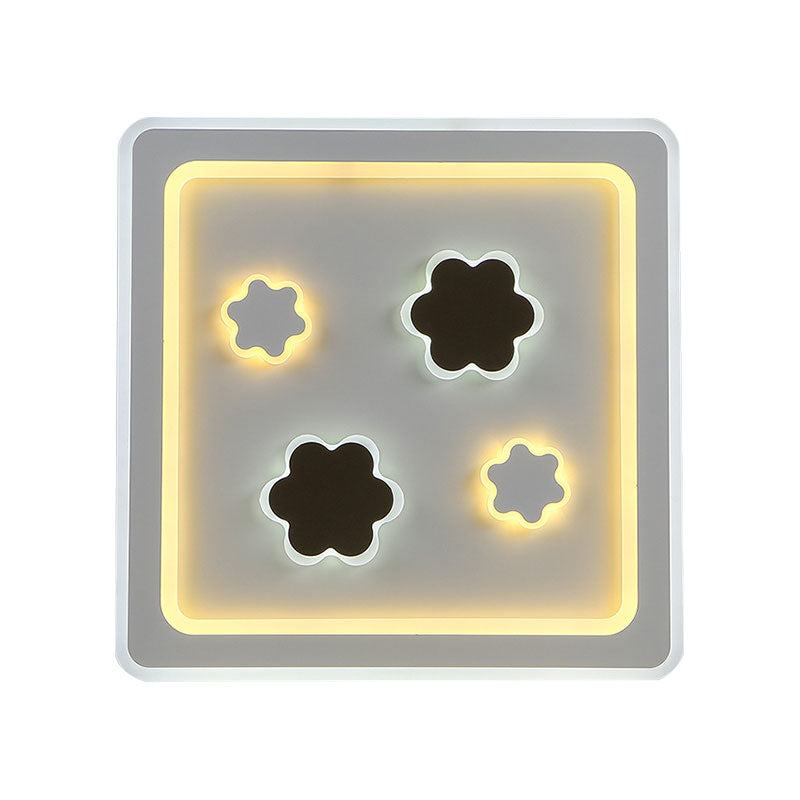 White Square Living Room Ceiling Lamp - Modern Acrylic Light Fixture