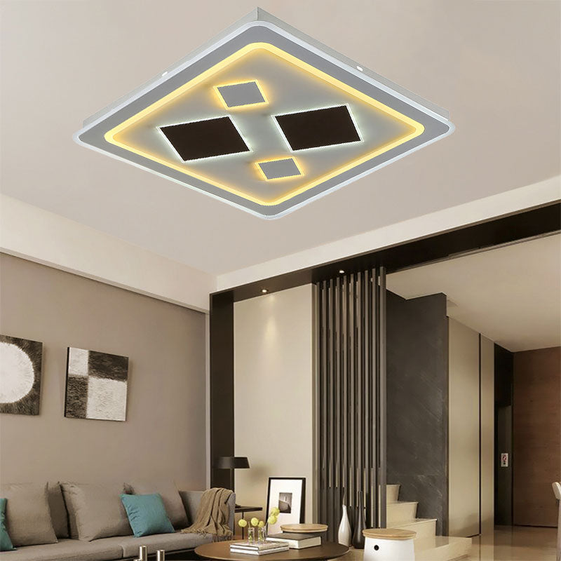 White Square Living Room Ceiling Lamp - Modern Acrylic Light Fixture