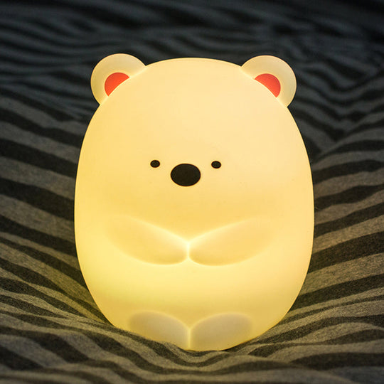 Modern Led Polar Bear Night Lamp In White For Nursing Room / Touch Control