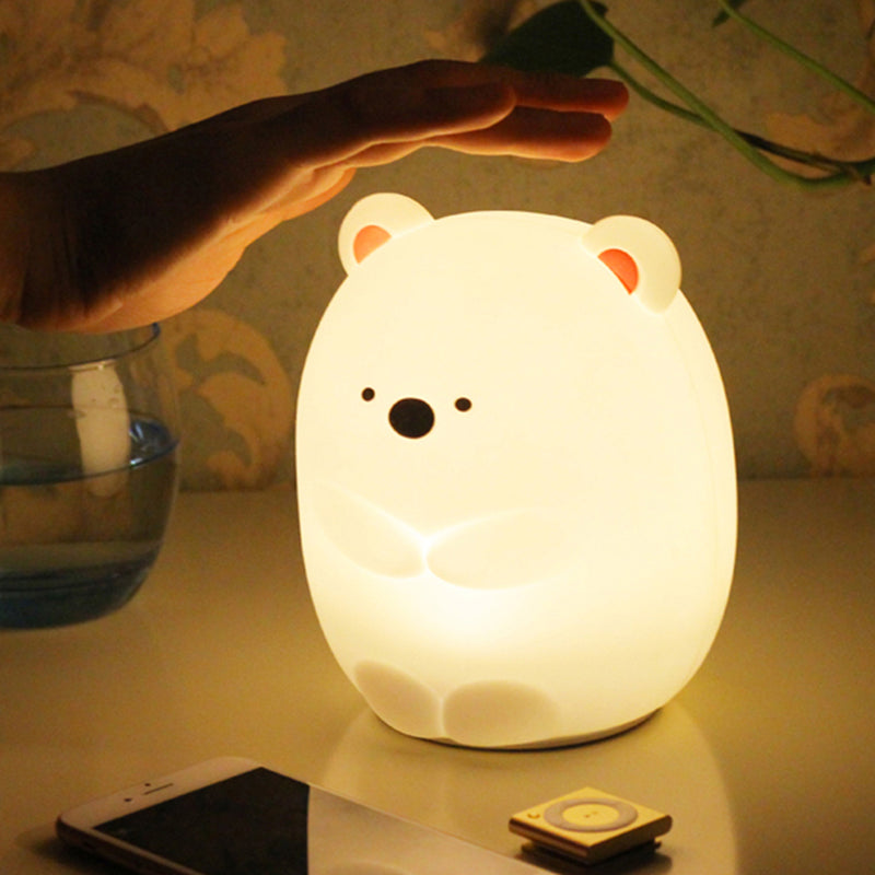 Modern Led Polar Bear Night Lamp In White For Nursing Room