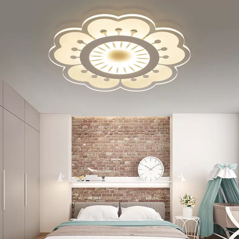 Plafonnier LED moderne en forme de pétales en acrylique : montage encastré élégant pour chambre de fille