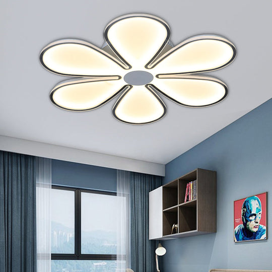 White Flower Study Room LED Ceiling Lamp- Acrylic, Creative Design