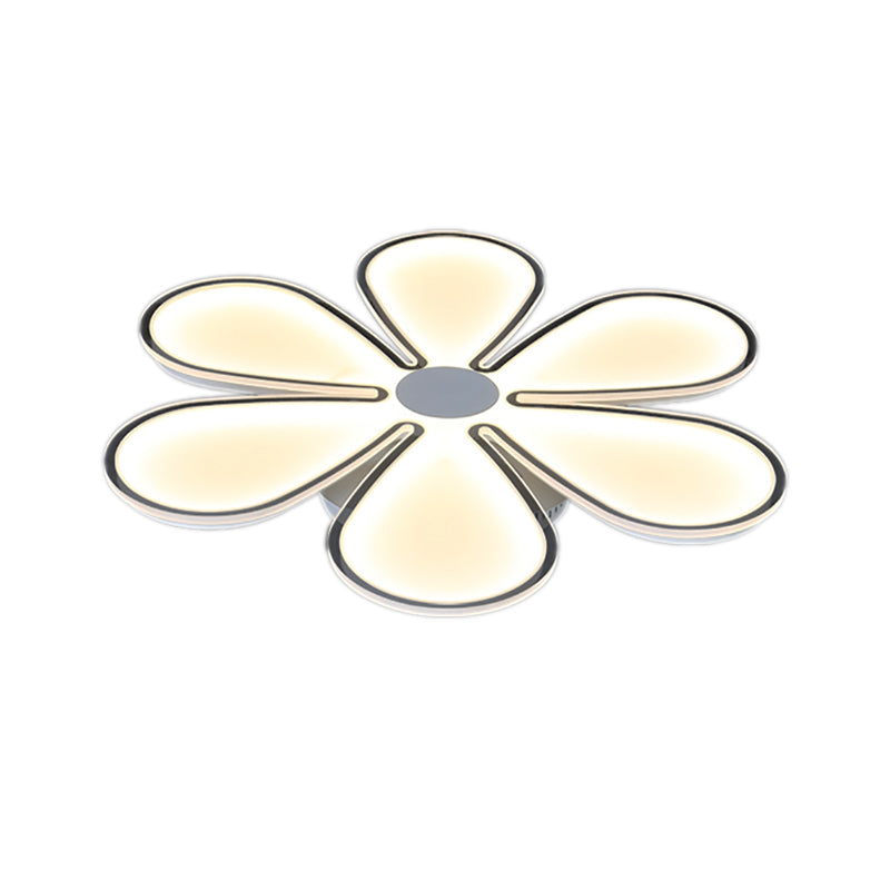 White Flower Study Room LED Ceiling Lamp- Acrylic, Creative Design