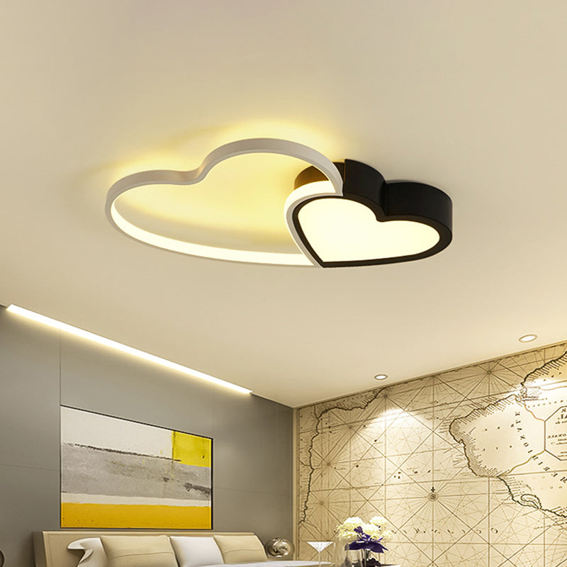 Contemporary Black Flush Mount Led Ceiling Light For Study Room / 15 White