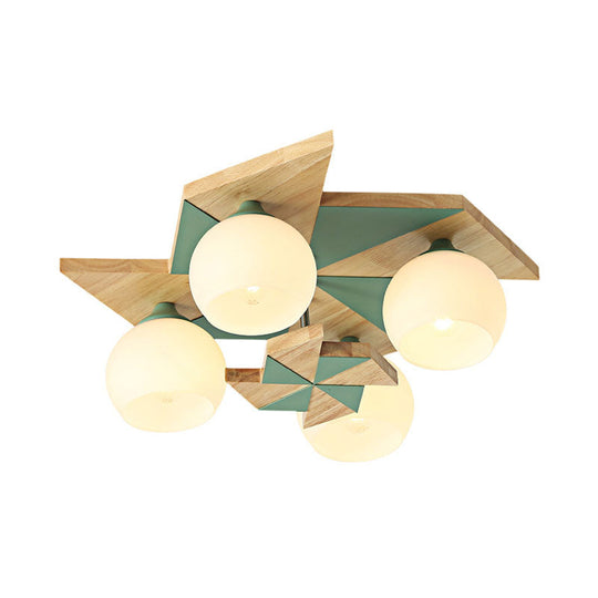 Kids Windmill Ceiling Light Fixture with Globe Shade - 4 Lights, Kindergarten Flush Mount